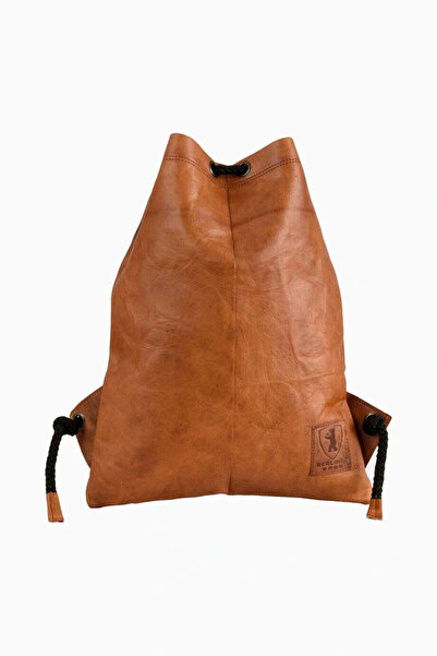 Berliner Bags Vintage Genuine Leather Drawstring Unisex Sports Backpack Brown...