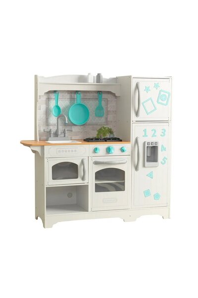 KIDKRAFT مطبخ ألعاب ريفي، لعبة مطبخ على الطراز الريفي مع ميزات واقعية
