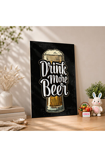 Cakatablo Pictură murală din lemn MDF cu mesajul „Nostalgic Drink More Beer”
