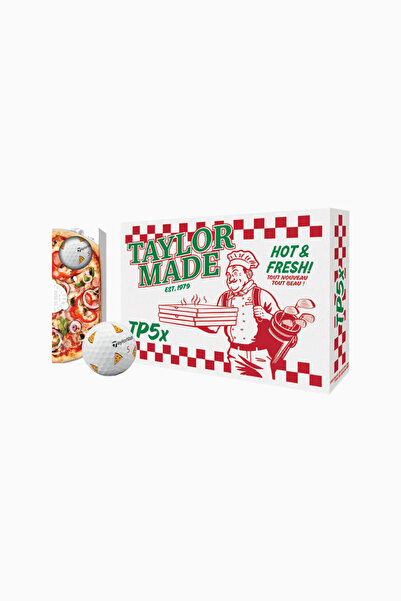 TaylorMade TP5x pix Pizza Party Golf Ball Fun Premium Series - أبيض