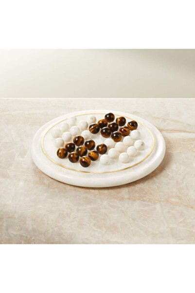 CB2 Lydi White Alabaster Solitaire Lady Set