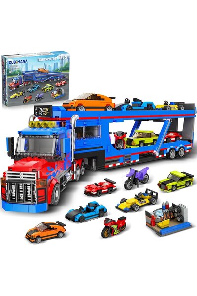 CUBIMANA City Car Transporter 7 Technology Car Construction Set, Adjustable L...