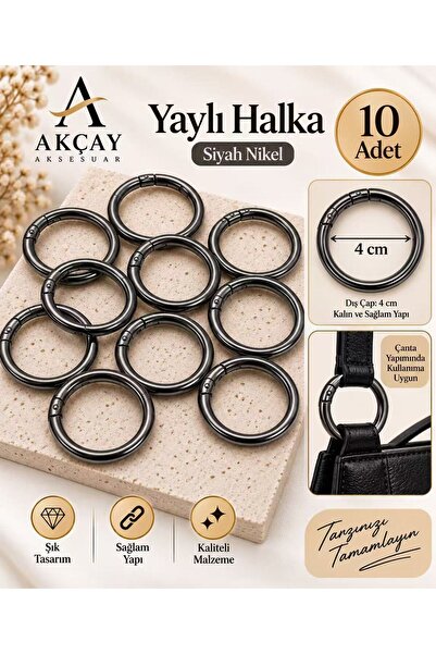 Akçay Aksesuar 10 قطع حلقات معدنية زنبركية - القطر: 4 سم