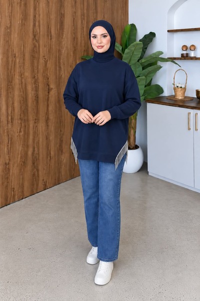aymiraa Kadın Püskül Detaylı Rahat Kalıp Tesettür Sweatshirt Tunik