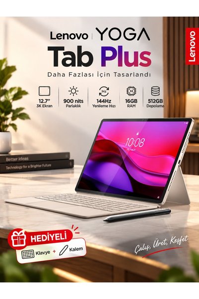 LENOVO ELVT Yeni Yoga TAB Plus 12.7" 3K Ltps 650nıts Qualcomm Snapdragon 8 GE...