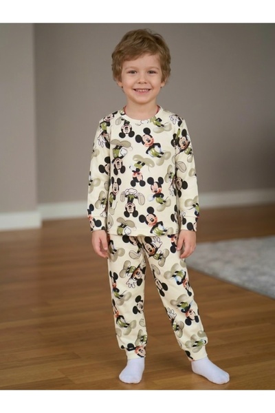 Turuncu kids Erkek Çocuk Miki Desenli Uzun Kollu Pijama Takımı