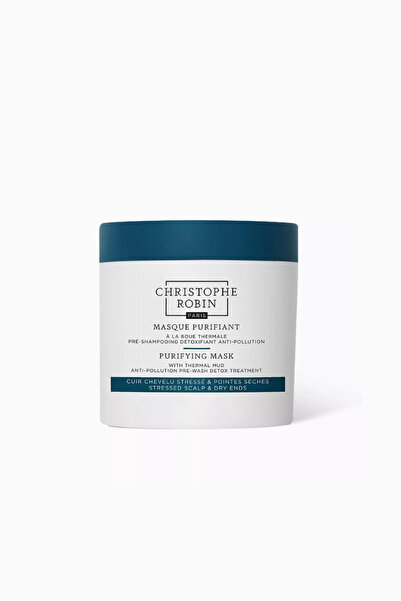 christophe robin Thermal Mud Purifying Mask 250ml. Hair Scalp Balancing & Nou...