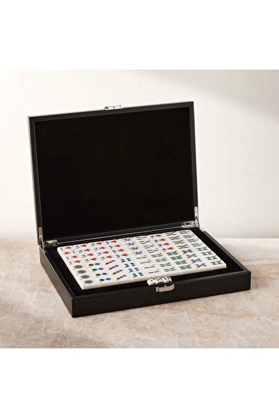 CB2 Black Faux Leather Mahjong Game Set