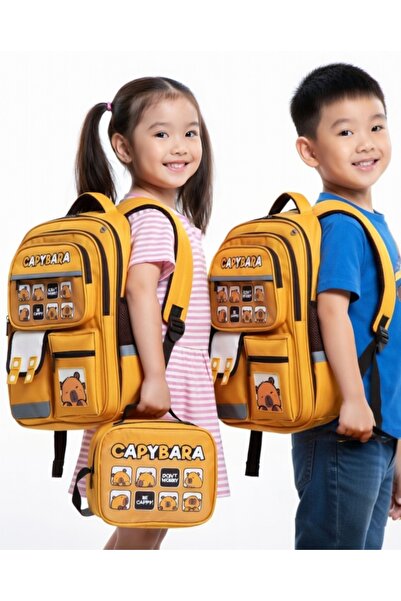 KY A+ Premium Kalite Hardal Sarı Capy İlkokul Ortopedik 3'lü Set Kalemlik Fol...