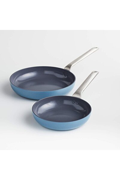 Crate & Barrel Evencook Ceramic Denim Ceramic Nonstick Frying Pans, Set of 2