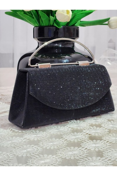 Meryliva Bags Kadın Işıltılı Simli Abiye Çanta Metal Saplı Zincir Askılı Düğü...