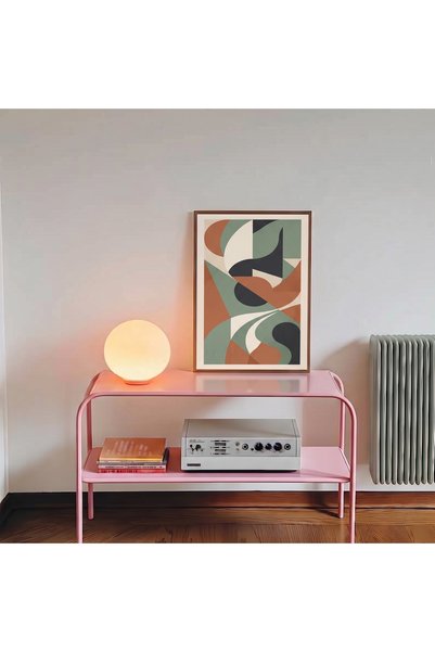 Modern Soyut Bauhaus Ahşap Çerçeveli Tablo | Retro Geometrik Salon & Ofis Duvar Dekoru