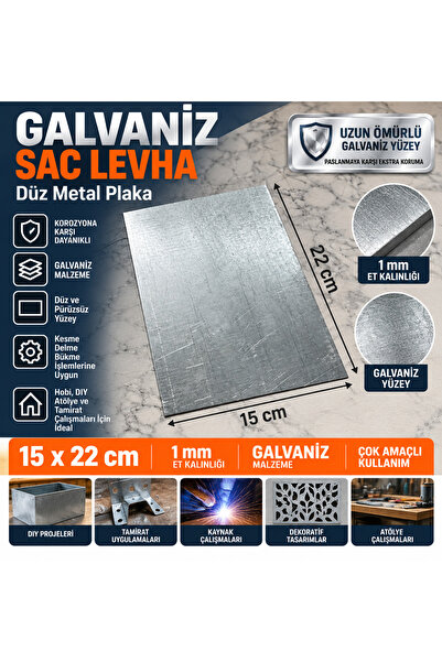 Home Galvaniz Sac Levha 15x22 cm 1 mm Metal Plaka Düz Sac Parça Hobi Tamirat