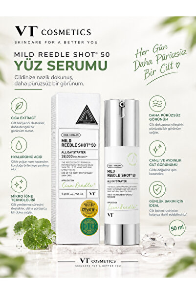 VT COSMETICS Mild Reedle Shot 50 Yüz Serumu 50 ml – Cilt Yenilenmesi ve Nem D...