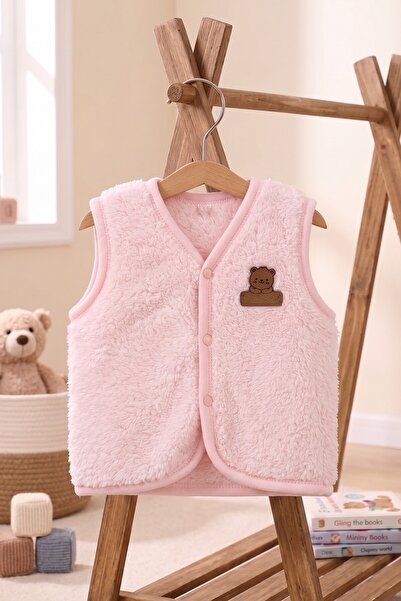 AyCaTa Yumuşak Dokulu Peluş Welsoft Çıtçıtlı Kız Bebek Yeleği - Pembe