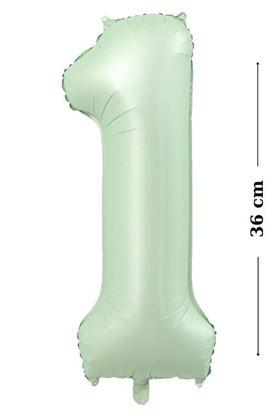 Folyo Balon - Renk Retro Yeşil - 1 Rakamı Helyum Balon - 36cm 1 Yaş Balonu- 1 Rakam Balon - Doğumgünü süsleri - Parti Malzemeleri