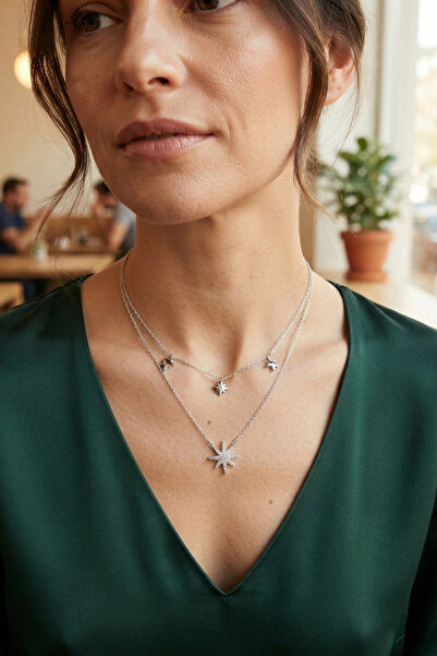 online kapsulavm avm alışveriş Brass Silver Color Zircon Stone Pole Star Mode...