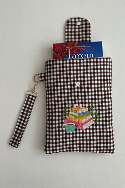 Generic Brand Fabric Book Cover with Hand Strap Book Bag Gingham Book Lover Gift