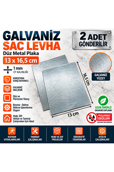 Home 2 Adet Galvaniz Sac Levha 13x16,5 cm 1 mm Metal Plaka Düz Sac Hobi Tamirat