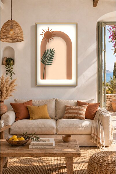 ZURİ DESİGN Boho luk, sunce, palma, okvir za slike, izgled MDF zidne slike, b...
