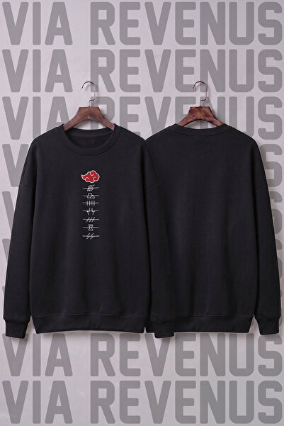 Vordevia Akatsuki Naruto Printed Wide Fit Crew Neck 100% Cotton Basic Sweatshirt