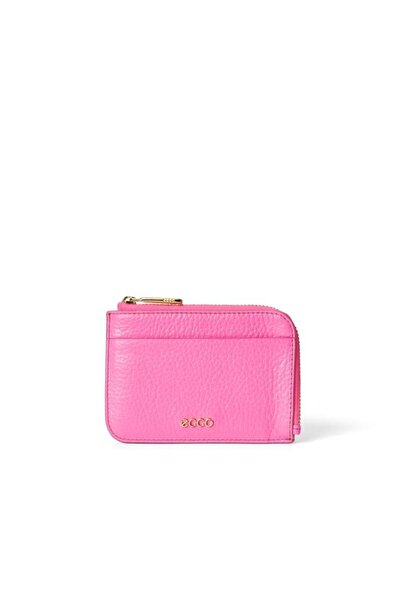 Ecco Card Case Zipped Pebbled Leather