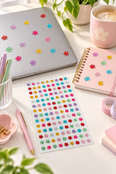 PRVT Rhinestone Çiçek Figürlü Yapışkanlı Taş Sticker Saç, Yüz, Tırnak Ve Süs ...