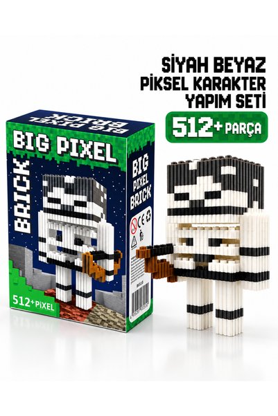 Öz-bal Büyük Siyah Beyaz Piksel Karakter 3d İskelet Maket Blok Yapboz Eğitici...