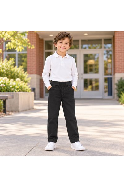 HER ŞEY NOTA www.herseynota.com Black Ribbed Children's Trousers Comfortable ...
