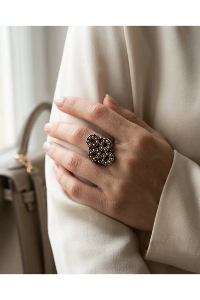 Dorvina Bronze Women's Ring Authentic Copper Jewelry Tiny Pearl Worked Hare M...
