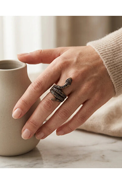 Dorvina Bronze Women's Ring Authentic Copper Jewelry Margazite Worked Snake M...