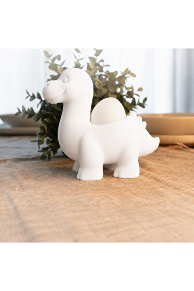 Bezos 3D Printed Dinosaur Egg Cup - Cute Eggosaurus Egg Holder-White