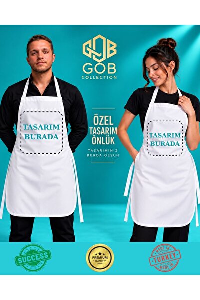 GOB Collection Unisex Özel Tasarım Baskılı Mutfak Önlüğü Aşçı Şef Önlüğü Kadı...