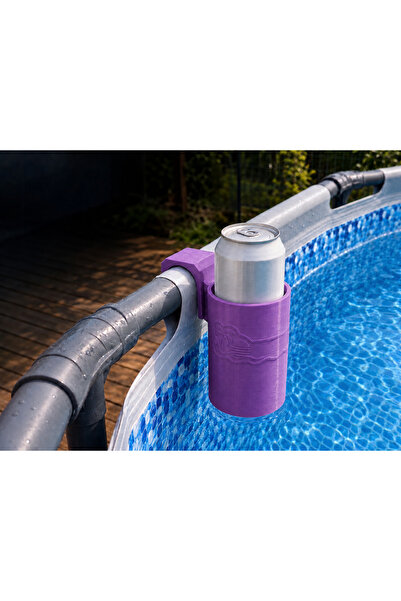 Hobibahçem 3D Printed Pool Cup Holder - Drink Holder Attached to Pipe-Purple