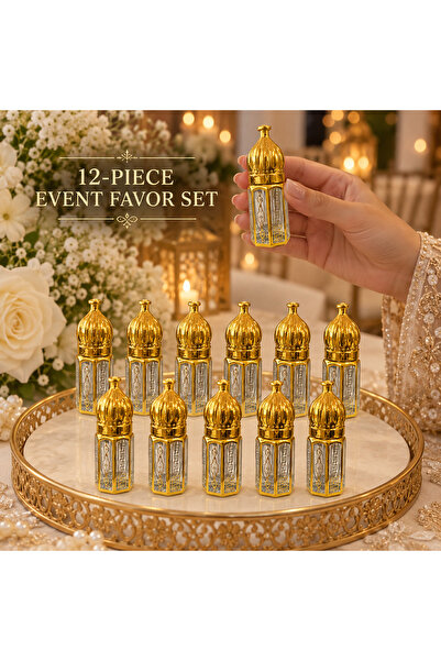 Generic 12 Empty Gold Attar Bottles for Wedding & Engagement Favors, Perfume ...
