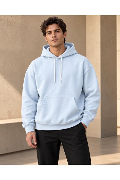 Butik Unisex Oversize Kapüşonlu Kanguru Cepli 3 İplik Şardonlu Sweatshirt