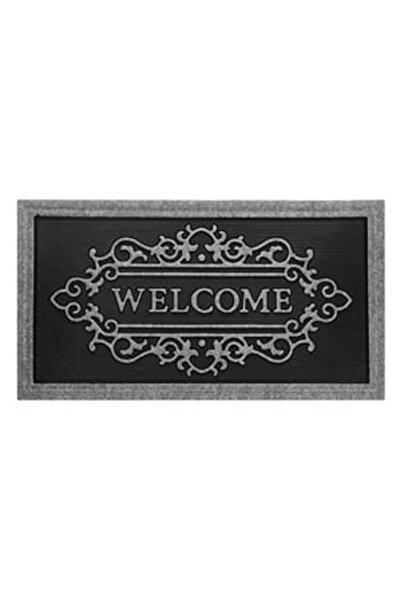 OEM Covoras Intrare Gri Negru "Welcome" 90x50cm - Covorase Usa Mocheta, Decor...