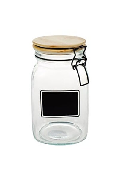 OEM Borcan din Sticla Transparent cu Capac din Lemn 1.5l - Borcane Siguranta,...