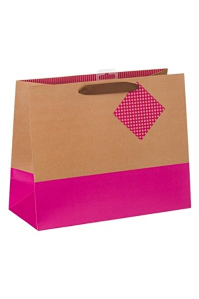 OEM Punga pentru Cadou de Hartie Bej Fucsia 33x14x26.5cm