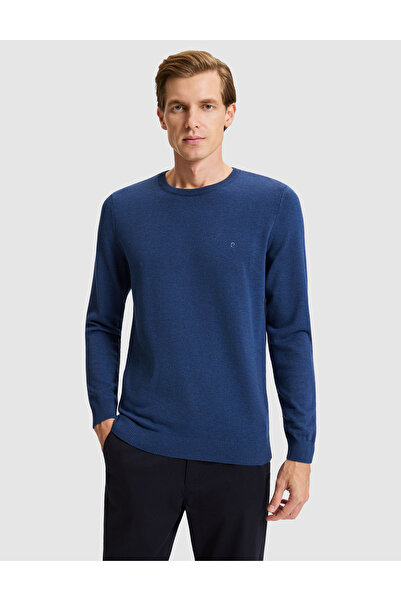 Pierre Cardin Indigo Melange Slim Fit Basic Sweater 50331501-Vr155