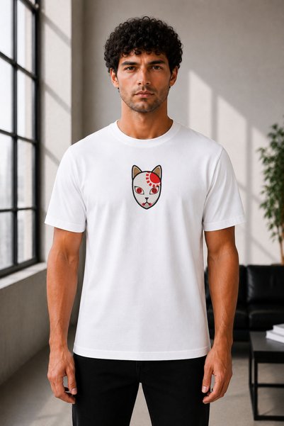 FAUNION Unisex Oversize Demon Slayer Tanjiro Kamado Embroidered Anime T-Shirt...