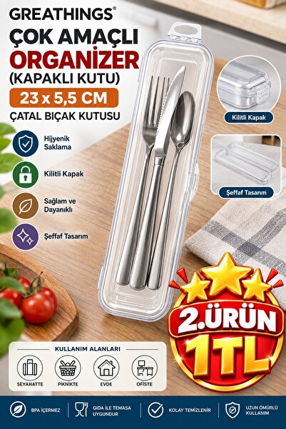Greathings ( ŞEFFAF PLASTİK ) ÇOK AMAÇLI ORGANİZER ( KAPAKLI KUTU ) (23X5.5CM...