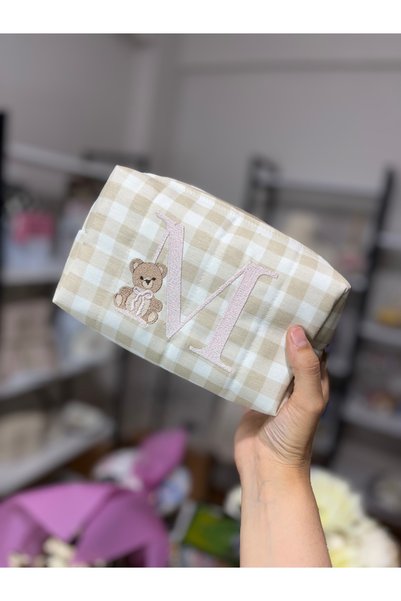 Pearl Teks Pink Letter Embroidered Organizer Bag