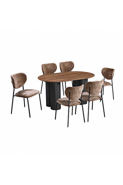 PRIME STYLE Wooden Dining Table Set 6 Chairs