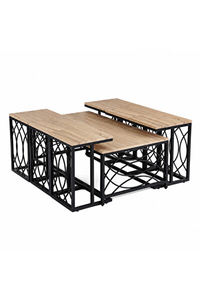 PRIME STYLE طقم شاي خشبي مستطيل 1+6 خشبي