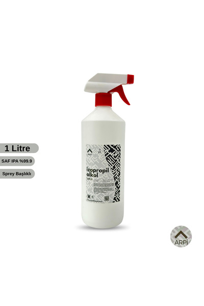 %99.9 Saf İzopropil Alkol (IPA) 1 Litre Sprey Başlıklı - 3D Reçine, Endüstriyel Çözücü ve Temizleyici