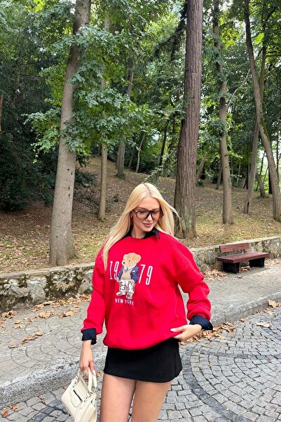 lizge giyim BİSİKLET YAKA NAKIŞ DETAY SWEATSHIRT