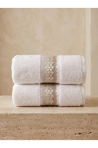 Dantela Pine 2-Piece Embroidered Hand Towel Set 50X90 cm