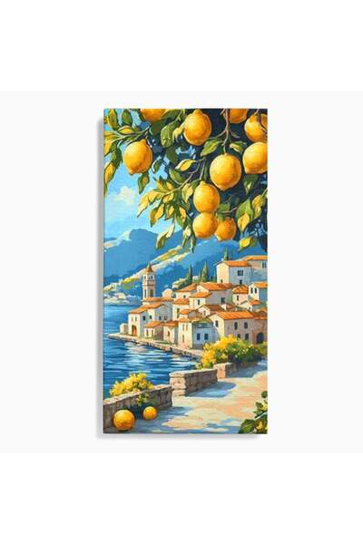 Luxcanva Tablou Canvas Sat Mediteranean Cu Lamai cm pe Sasiu Lemn Sat Lamai P...