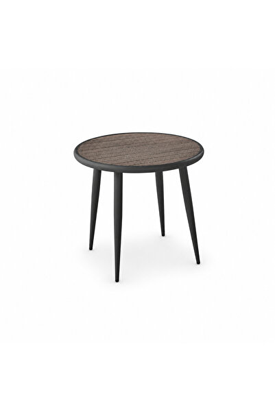 PRIME STYLE طاولة مقهى دائرية مقاس 70 × 70 سم باللون البني والأسود